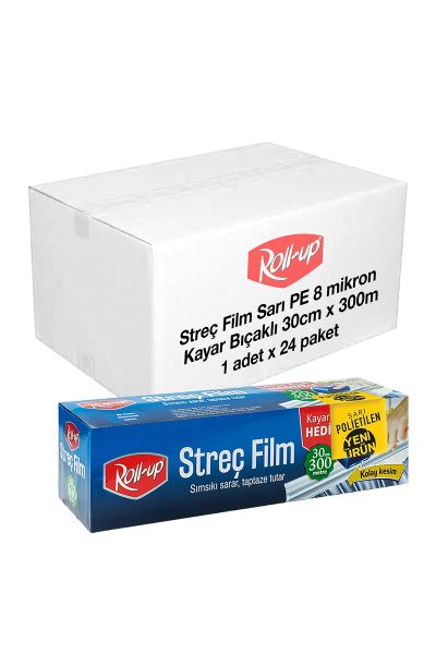 Roll-Up Streç Film 30 x 300 Mt 8 Mic Kutulu ( 24 Adet )